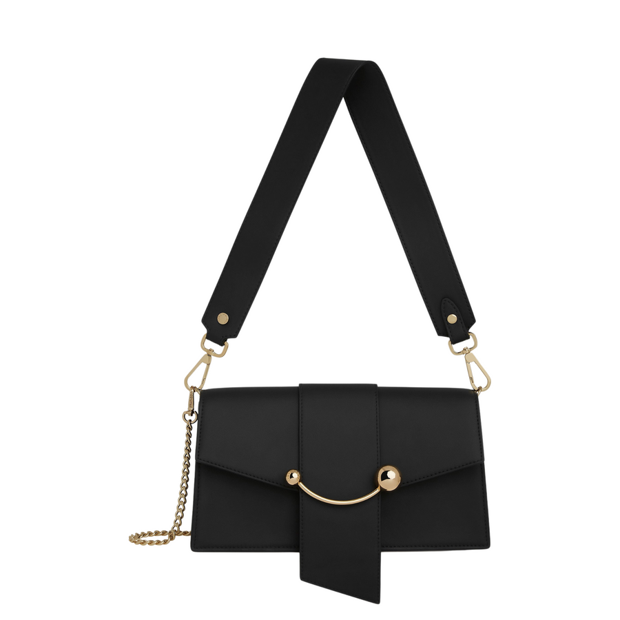Strathberry • Grape Leather Mini Crescent Bag • Black