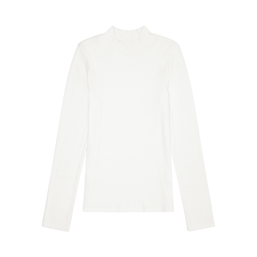 Knowledge Cotton Apparel • High Neck Rib Top • Star White