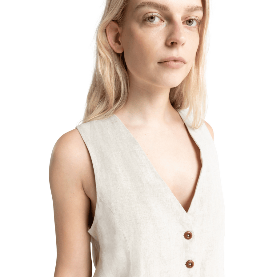 King Of Indigo • Lucia Vest • Undyed Linen