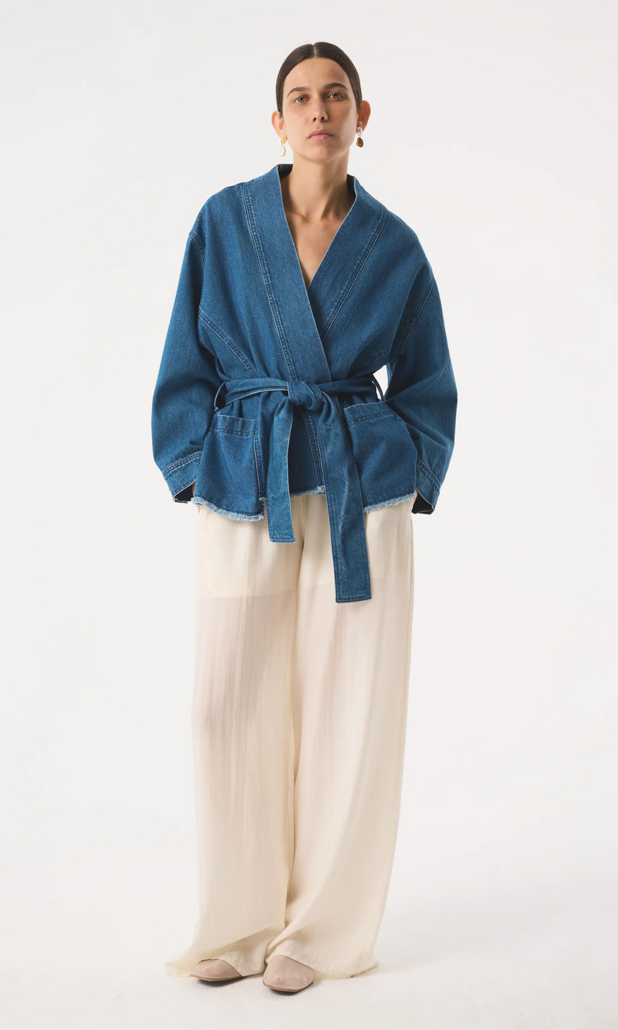 AKYN • Anala Kimono Jacket • Mid Wash Blue