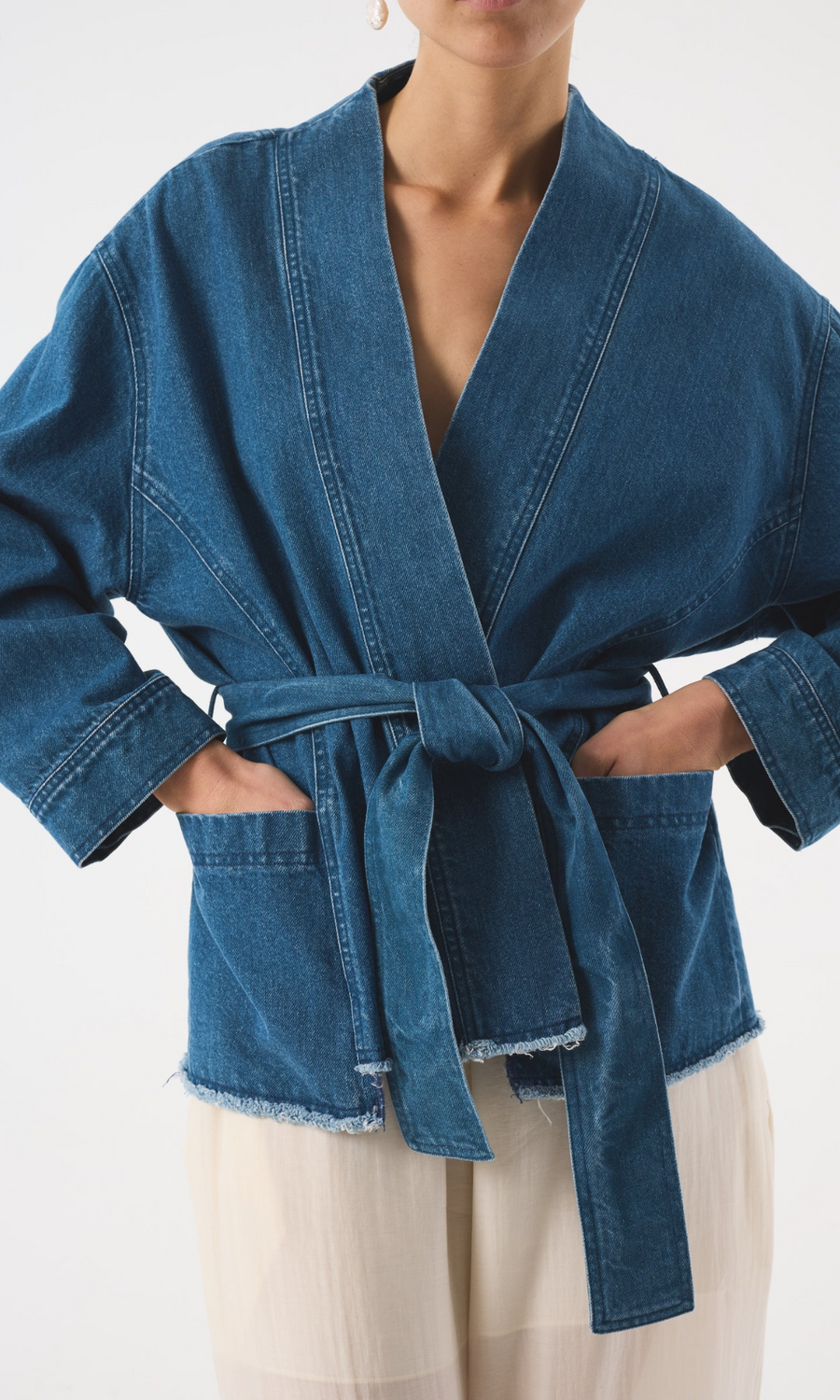 AKYN • Anala Kimono Jacket • Mid Wash Blue
