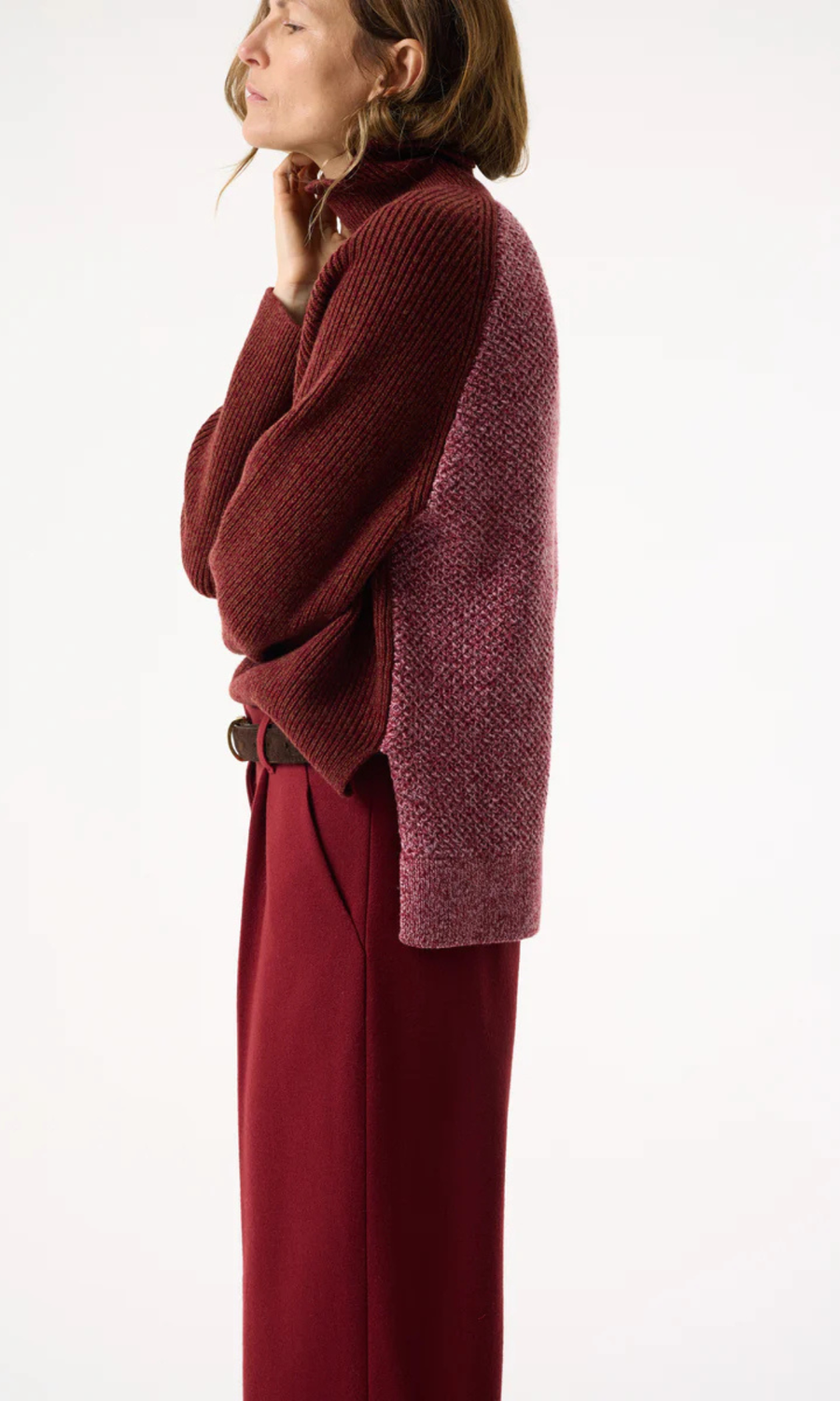 AKYN • Perla Wool Trousers • Deep Red