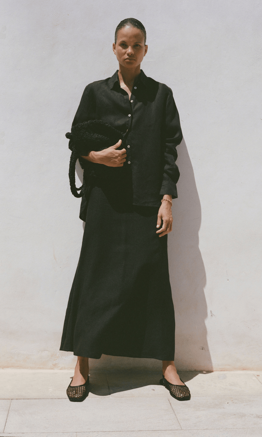 arkitaip • Arabella Bias Cut Maxi Skirt • Black