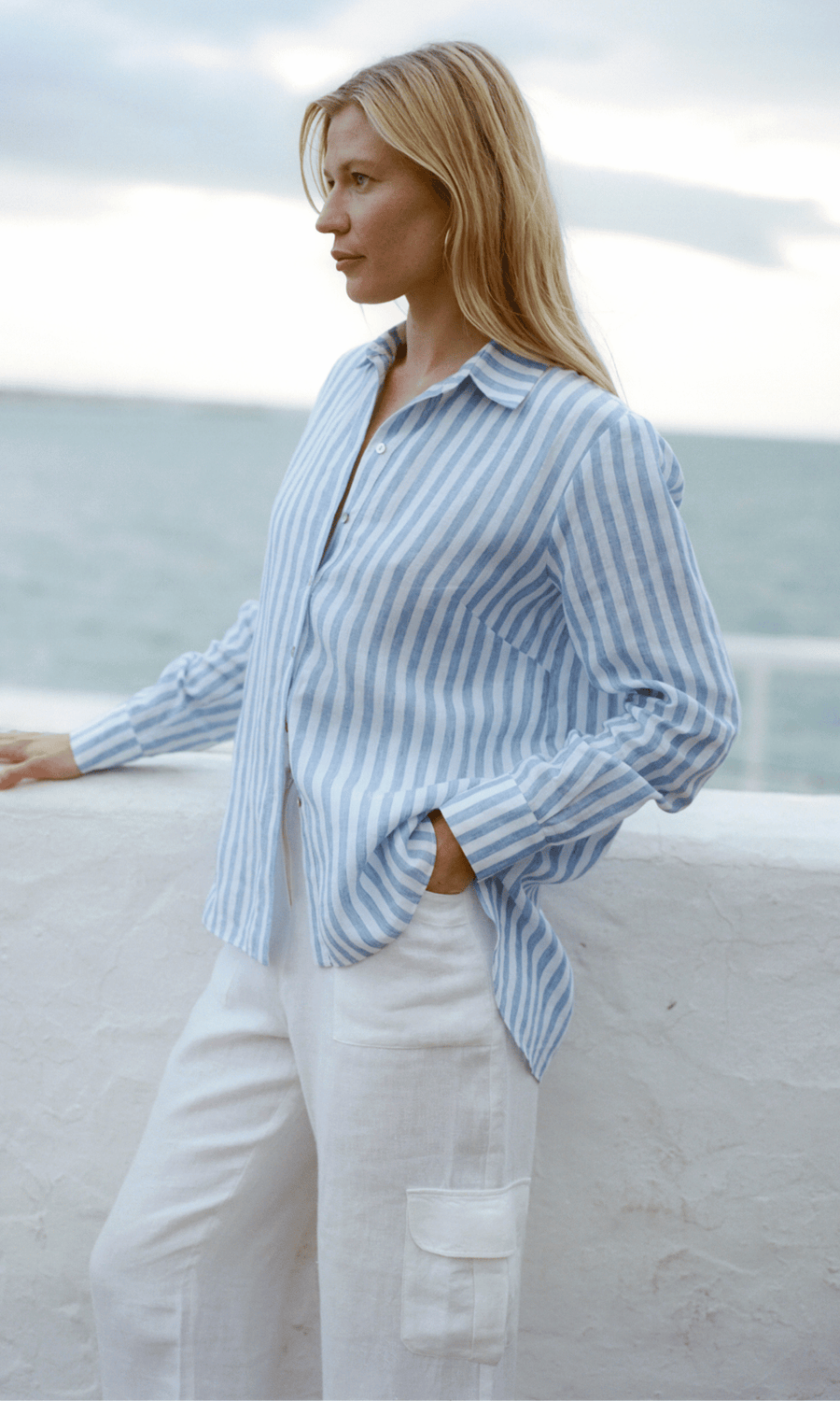 arkitaip • Gina Oversized Shirt • Striped Blue