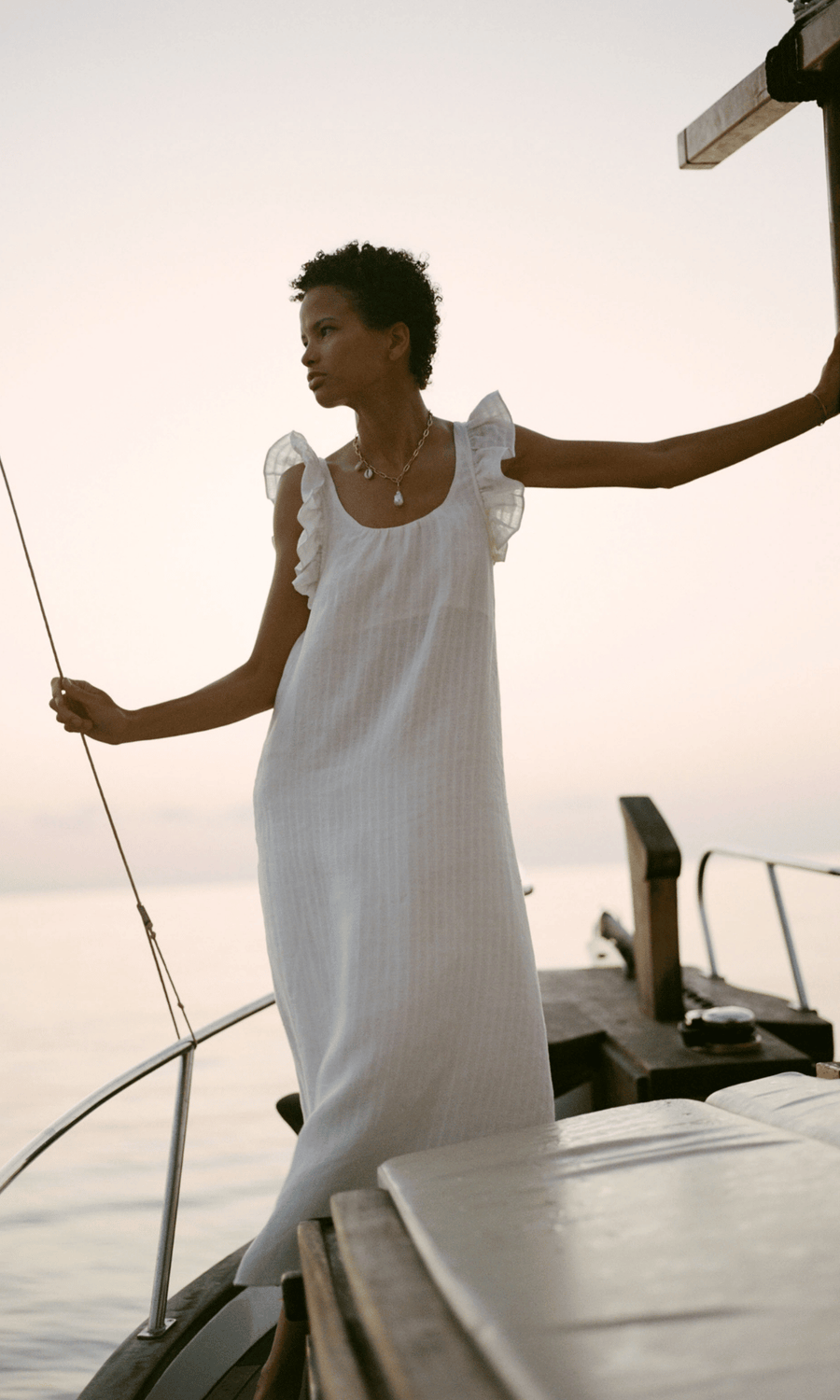 arkitaip • Jane Ruffled Slip Dress • Off-White