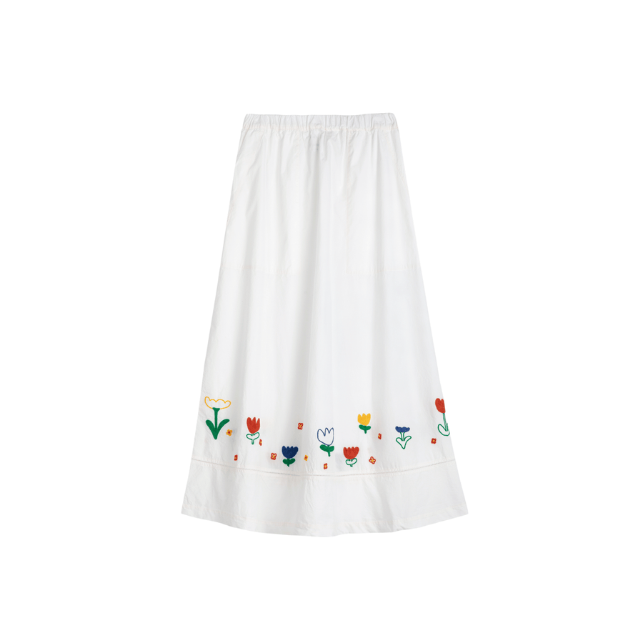 Bobo Choses • Garden Embroidery Poplin Skirt • White