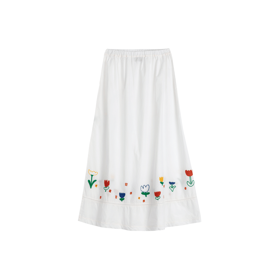 Bobo Choses • Garden Embroidery Poplin Skirt • White