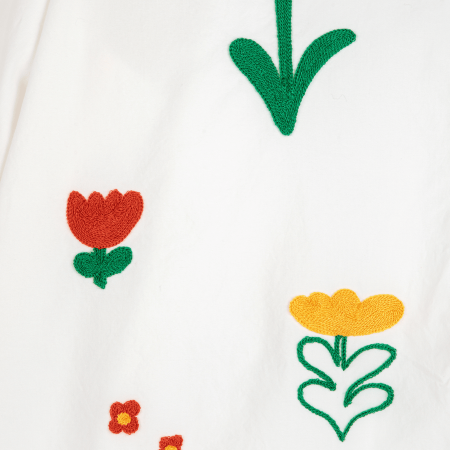 Bobo Choses • Garden Embroidery Poplin Skirt • White