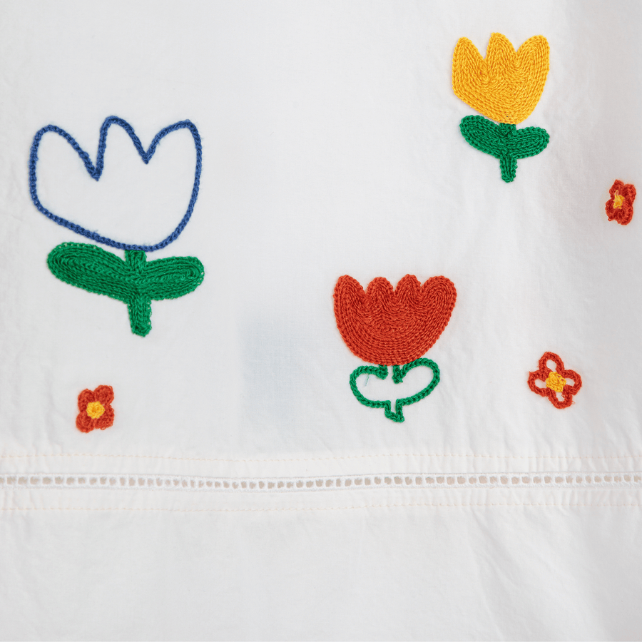 Bobo Choses • Garden Embroidery Tie Blouse • White