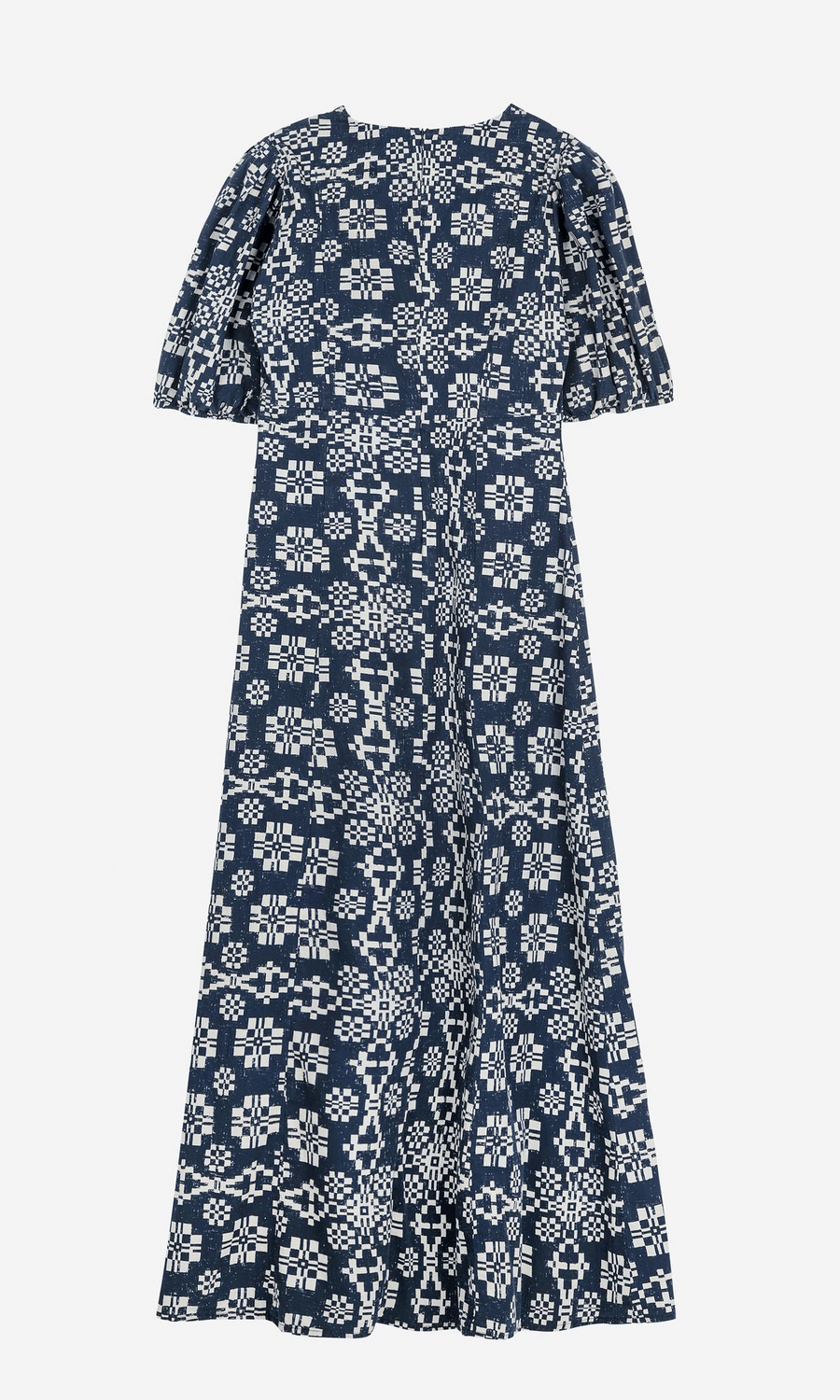 Bobo Choses • Kaleidoscope Pattern Evase V-Neck Dress • Blue/White