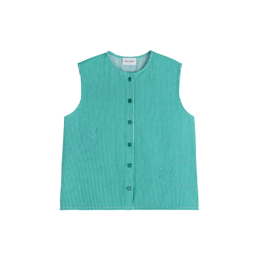 Bobo Choses • Lucky Fish Embroidery Shirt • Green Stripe