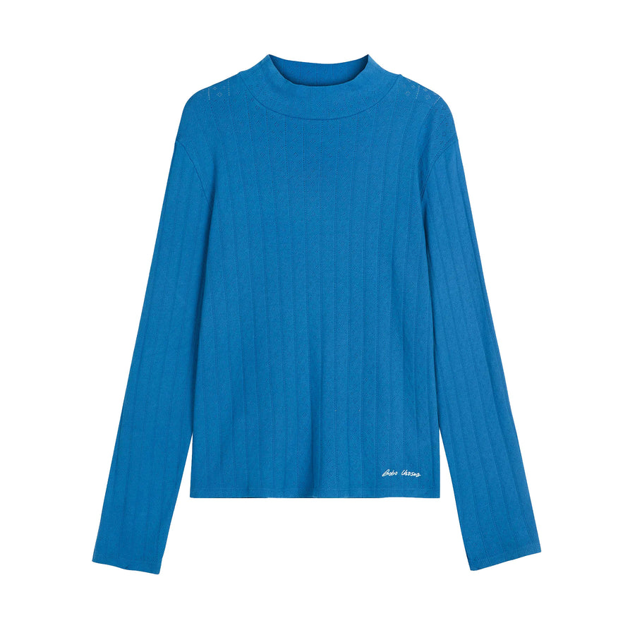 Bobo Choses • Openwork Turtle Neck T-Shirt • Blue