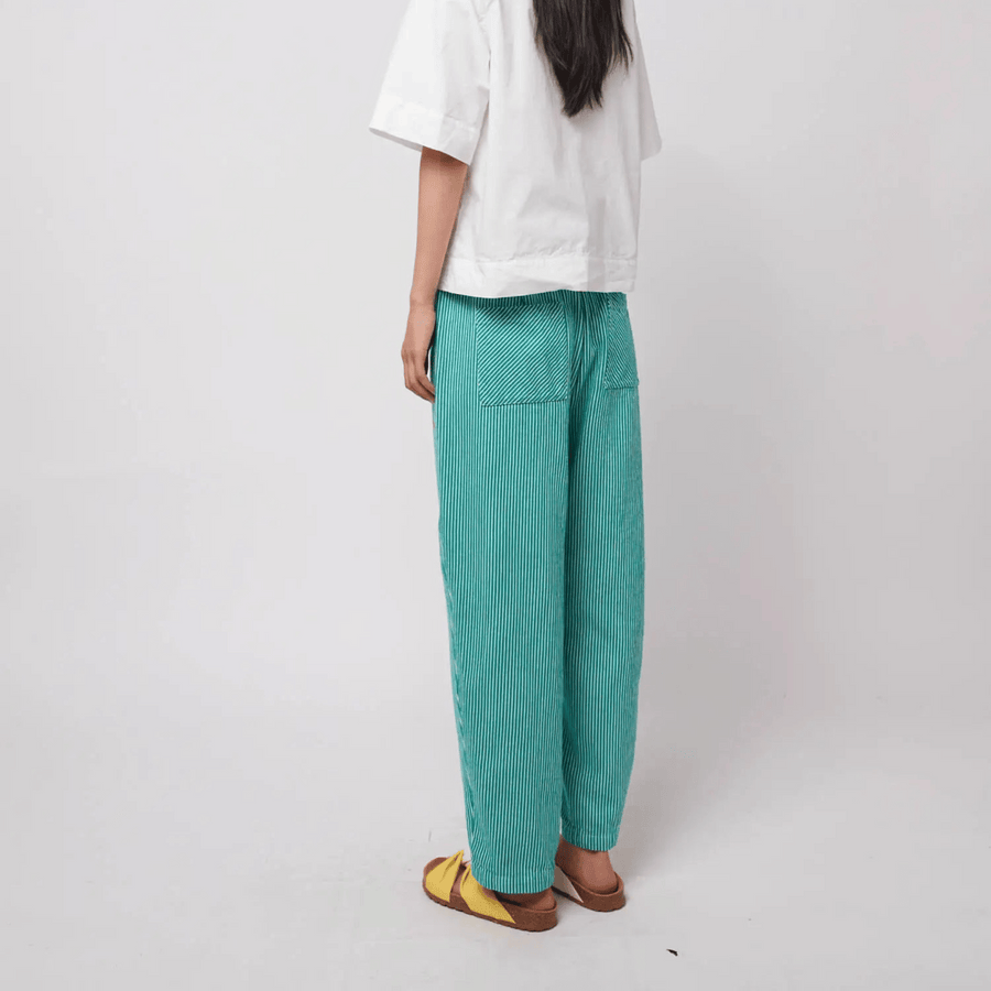 Bobo Choses • Striped Twill Cocoon Pants • Green Stripe