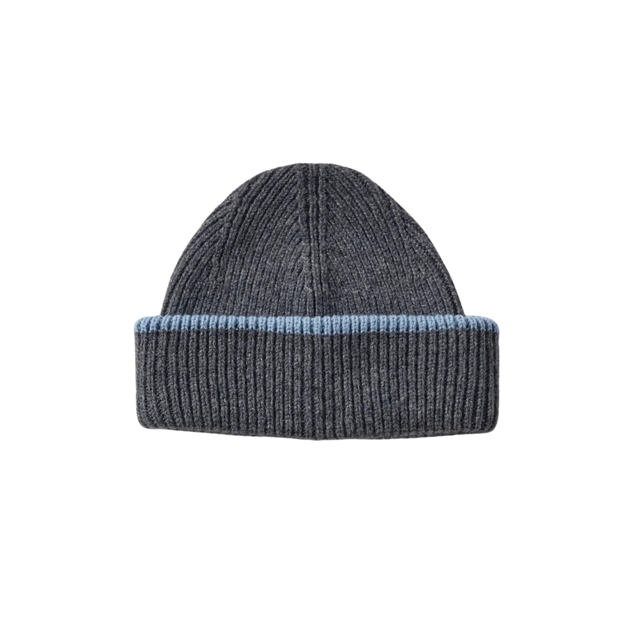 Clòimh • Chunky Soft Wool Beanie Hat • Dark Grey/Soft Blue