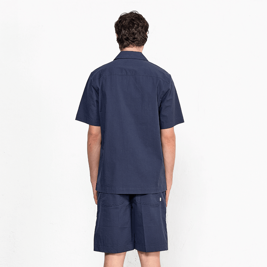 Edmmond Studios • Seersucker Short Sleeve Shirt • Navy