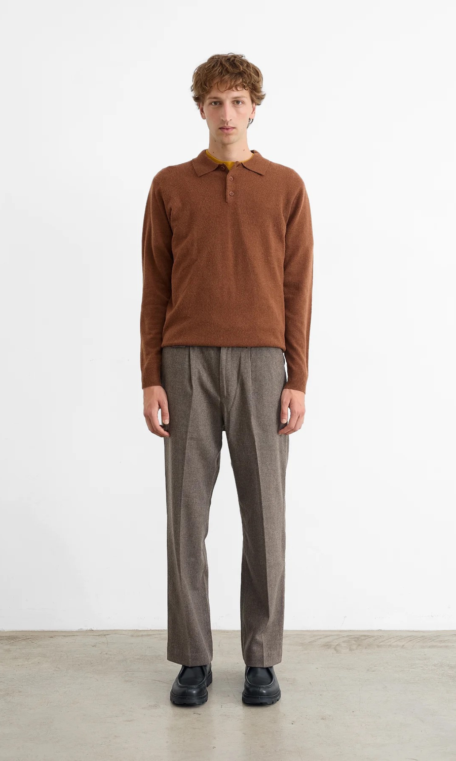 Edmmond Studios • Wool Polo Sweater • Chocolate