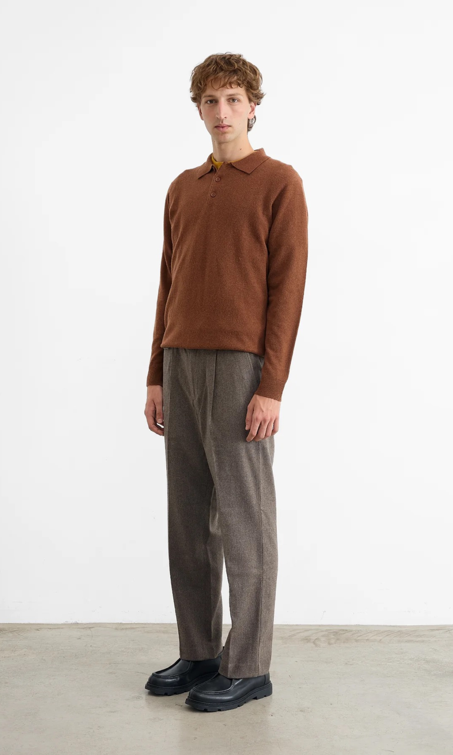 Edmmond Studios • Wool Polo Sweater • Chocolate