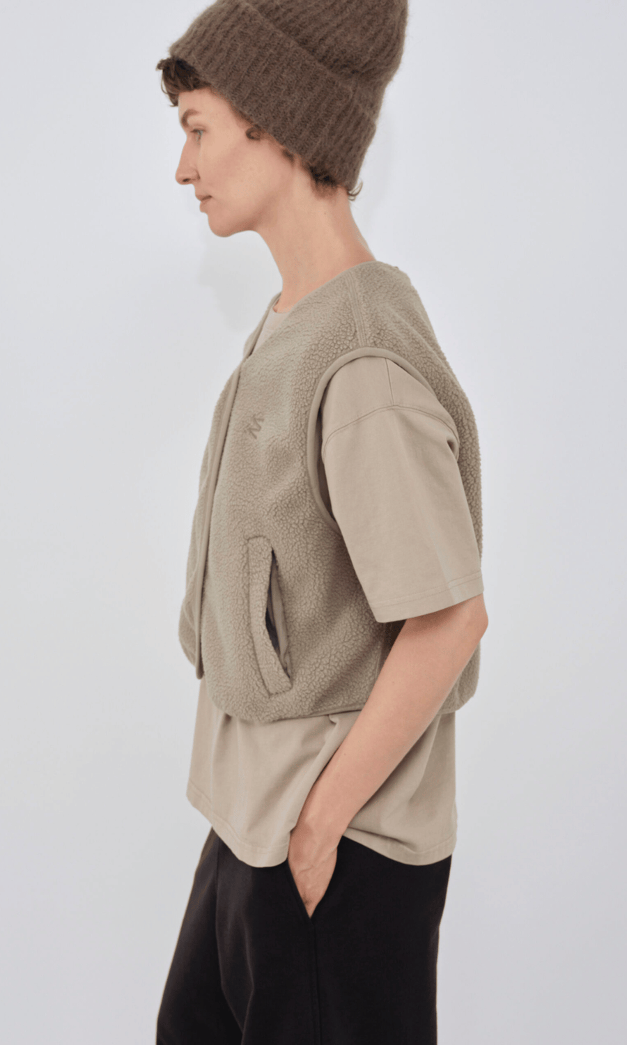 Embassy of Bricks and Logs • Belva Fleece Vest • Pale Olive