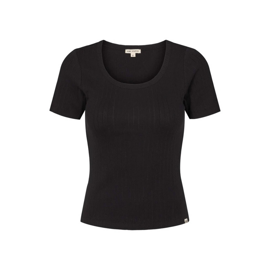 Esmé Studios • Ella Wide O-Neck Top  • Black