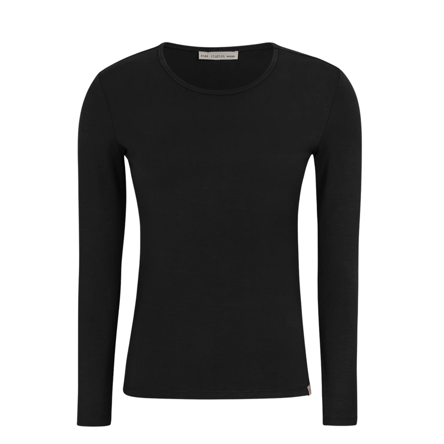 Esmé Studios • Penelope LS O-Neck Slim T-Shirt • Black