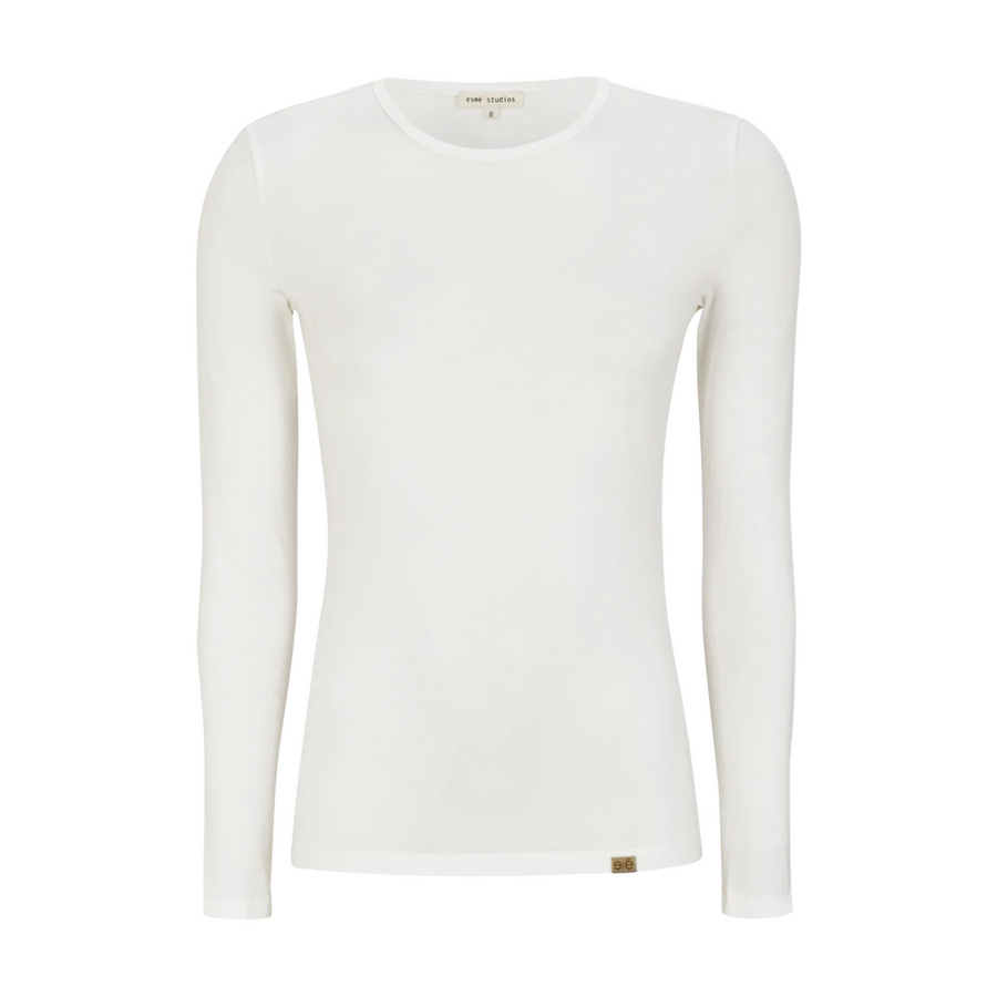 Esmé Studios • Penelope LS O-Neck Slim T-Shirt • White