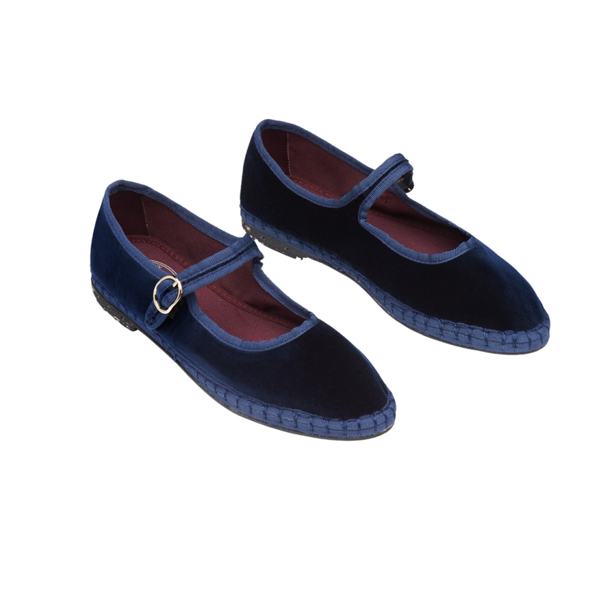 Flabelus • Molly Mary Jane Flats • Dark Blue Velvet