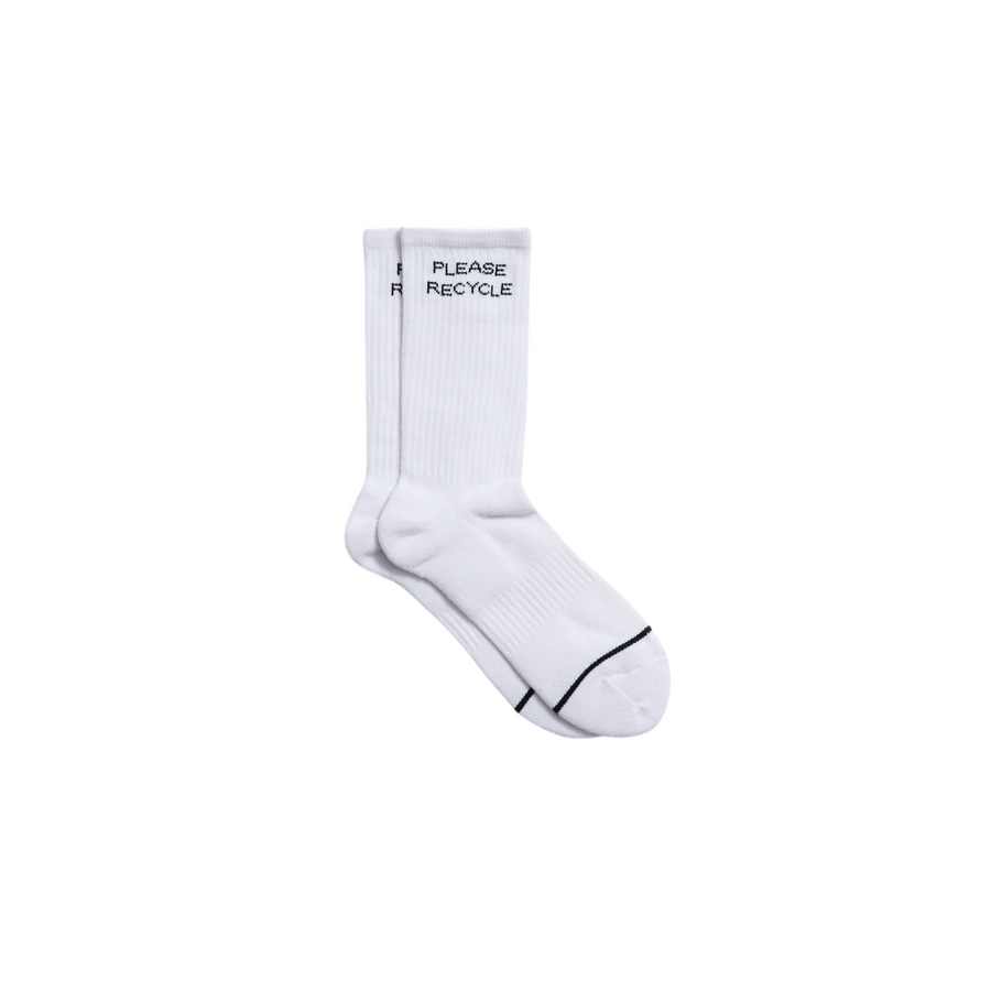 Girlfriend Collective • Please Recycle Crew Socks • White