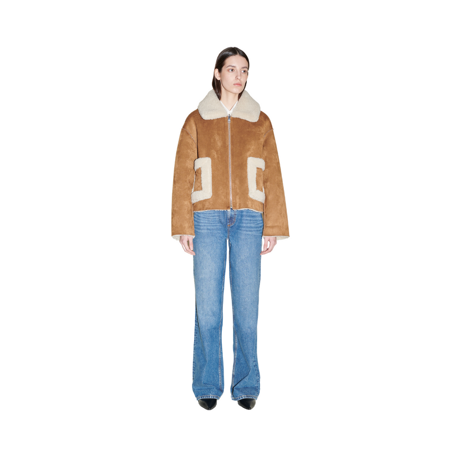 Jakke • Vera Shearling Aviator Jacket • Tan/Cream