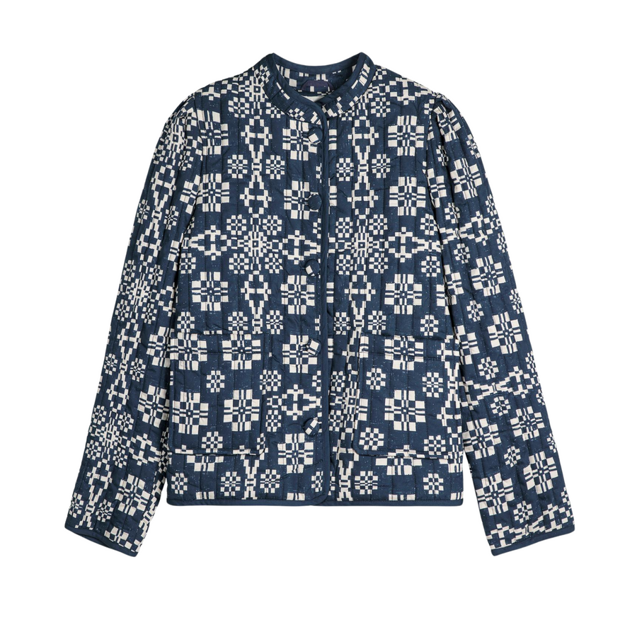 Bobo Choses • Kaleidoscope Pattern Cropped Jacket • Blue/White