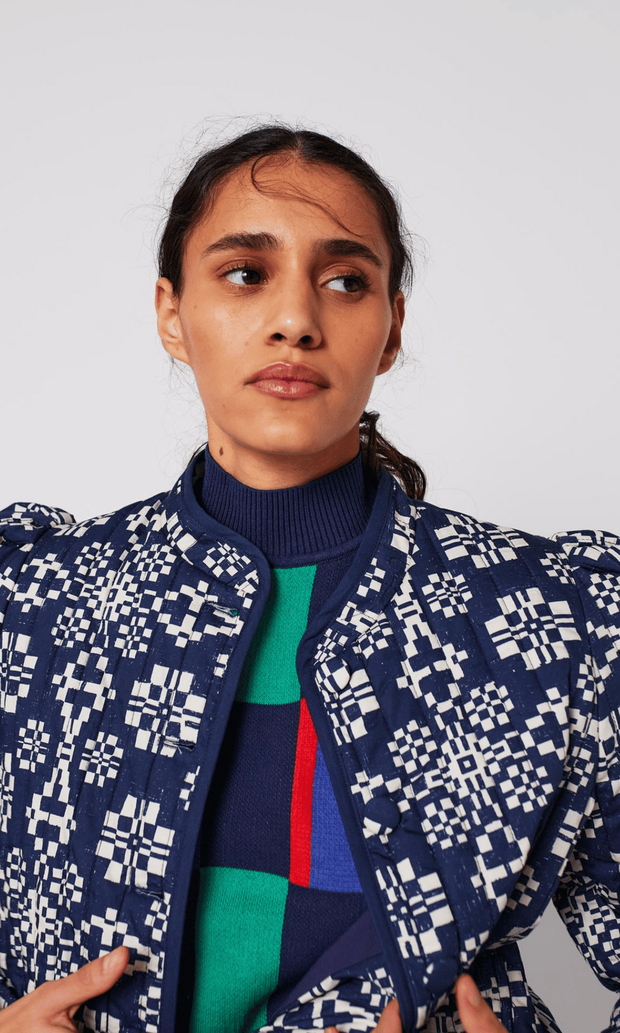 Bobo Choses • Kaleidoscope Pattern Cropped Jacket • Blue/White