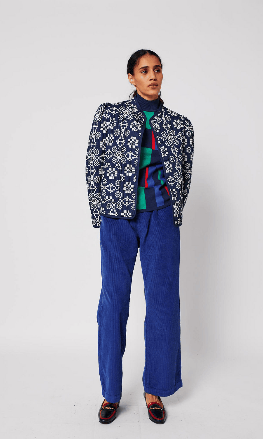 Bobo Choses • Kaleidoscope Pattern Cropped Jacket • Blue/White