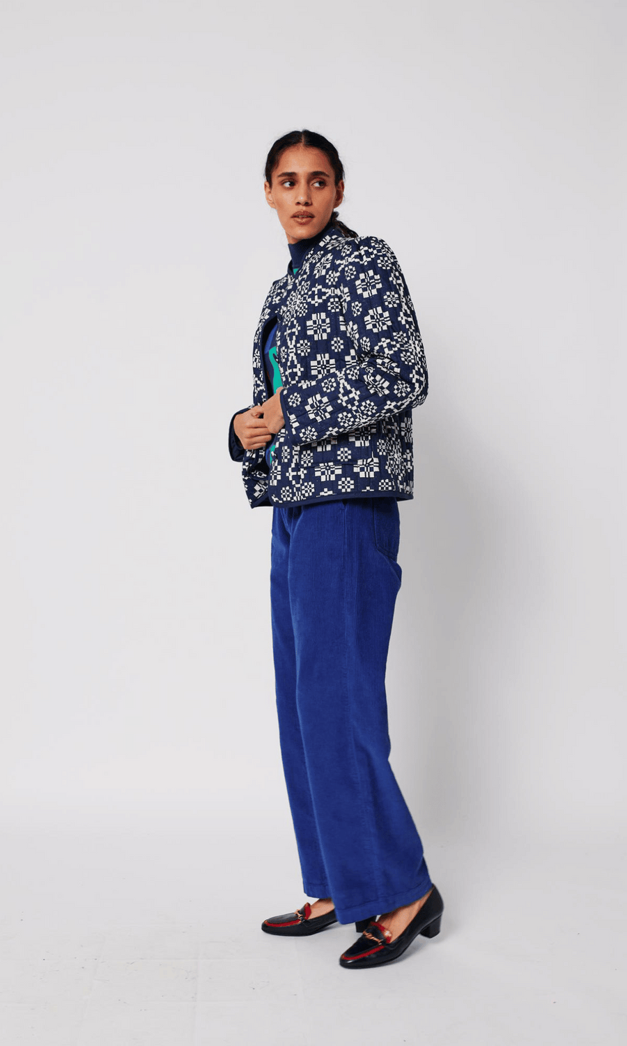 Bobo Choses • Kaleidoscope Pattern Cropped Jacket • Blue/White