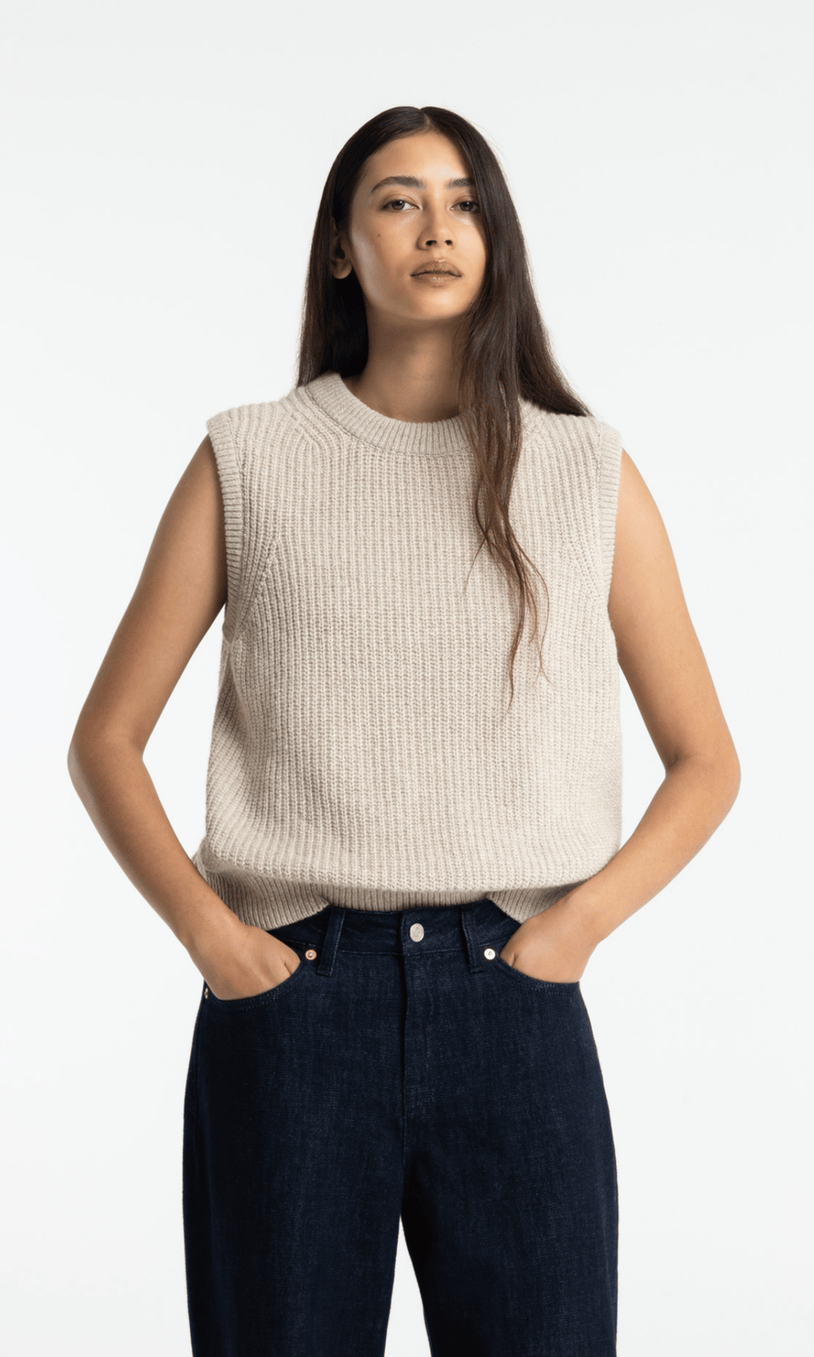 Kings Of Indigo • Nimyo Knit Vest • Fog