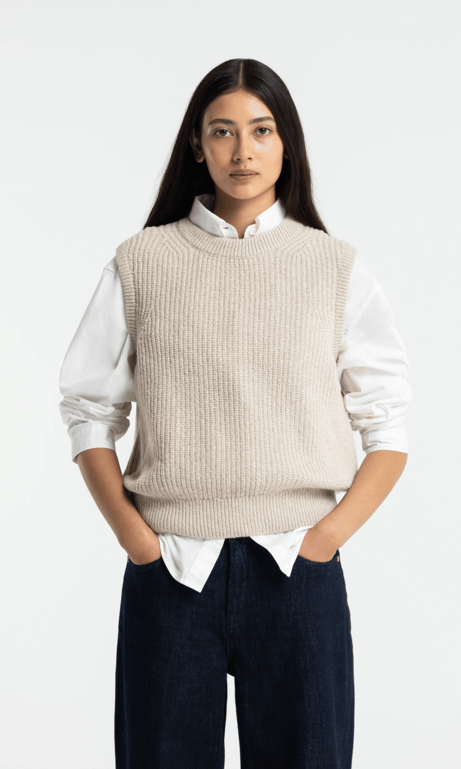 Kings Of Indigo • Nimyo Knit Vest • Fog