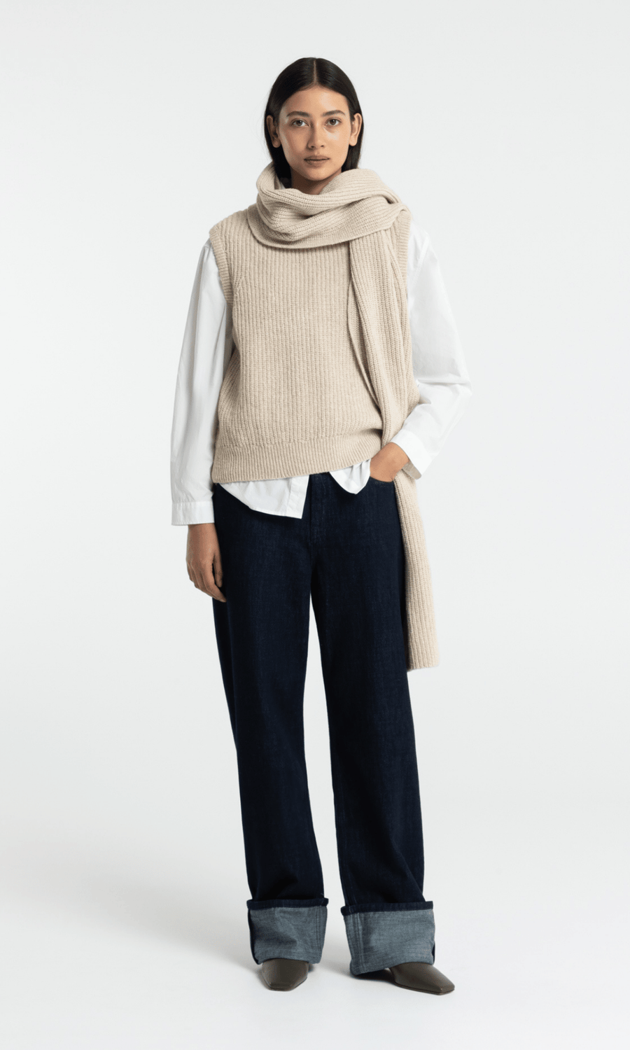Kings Of Indigo • Nimyo Knit Vest • Fog
