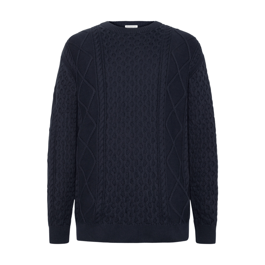 Knowledge Cotton Apparel • Cable Knit Jumper • Night Sky