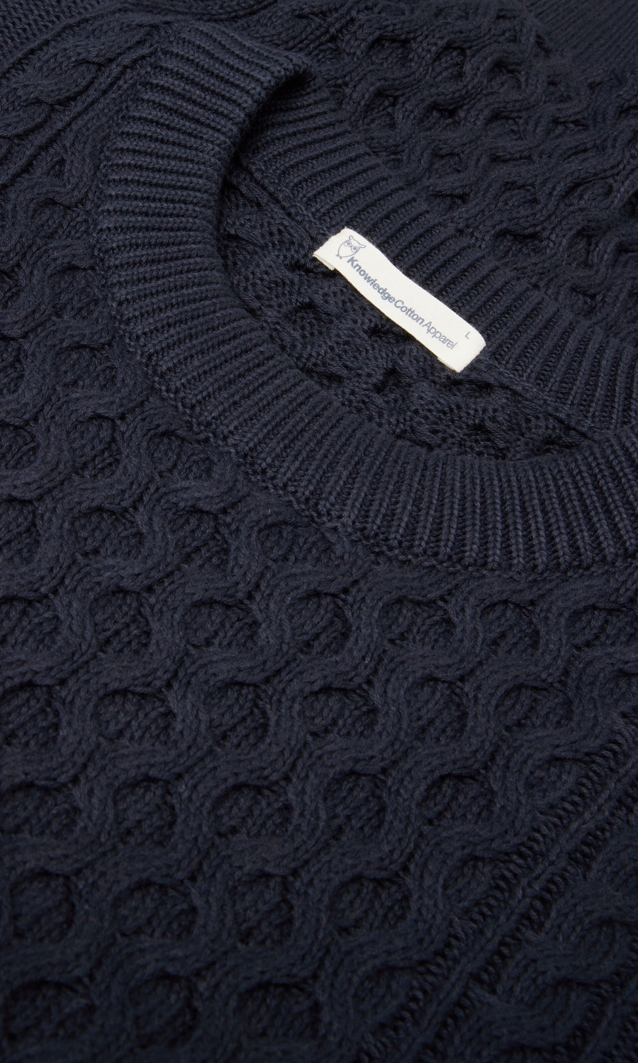 Knowledge Cotton Apparel • Cable Knit Jumper • Night Sky