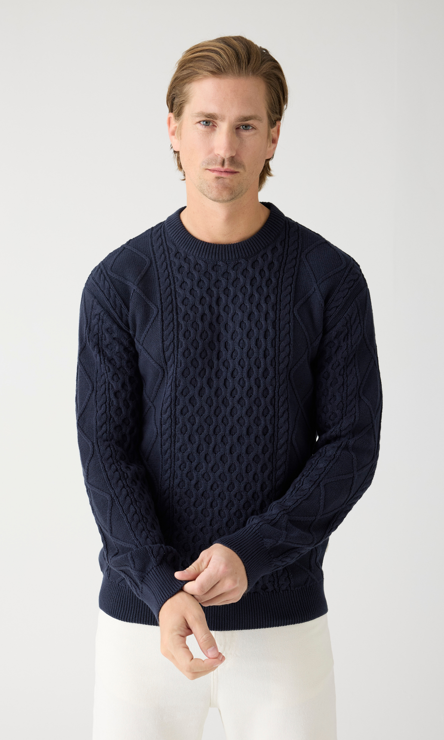 Knowledge Cotton Apparel • Cable Knit Jumper • Night Sky