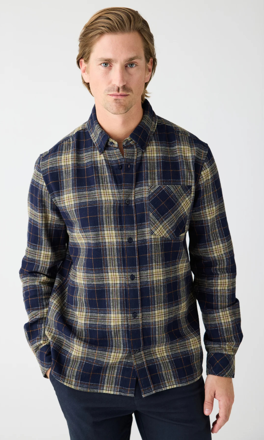 Knowledge Cotton Apparel • Checked Flannel Shirt • Blue Check