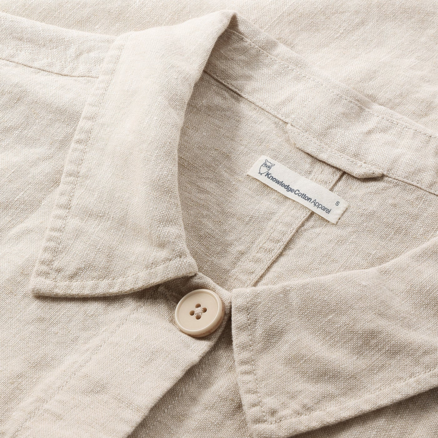 Knowledge Cotton Apparel • Linen Overshirt • Light Feather Grey