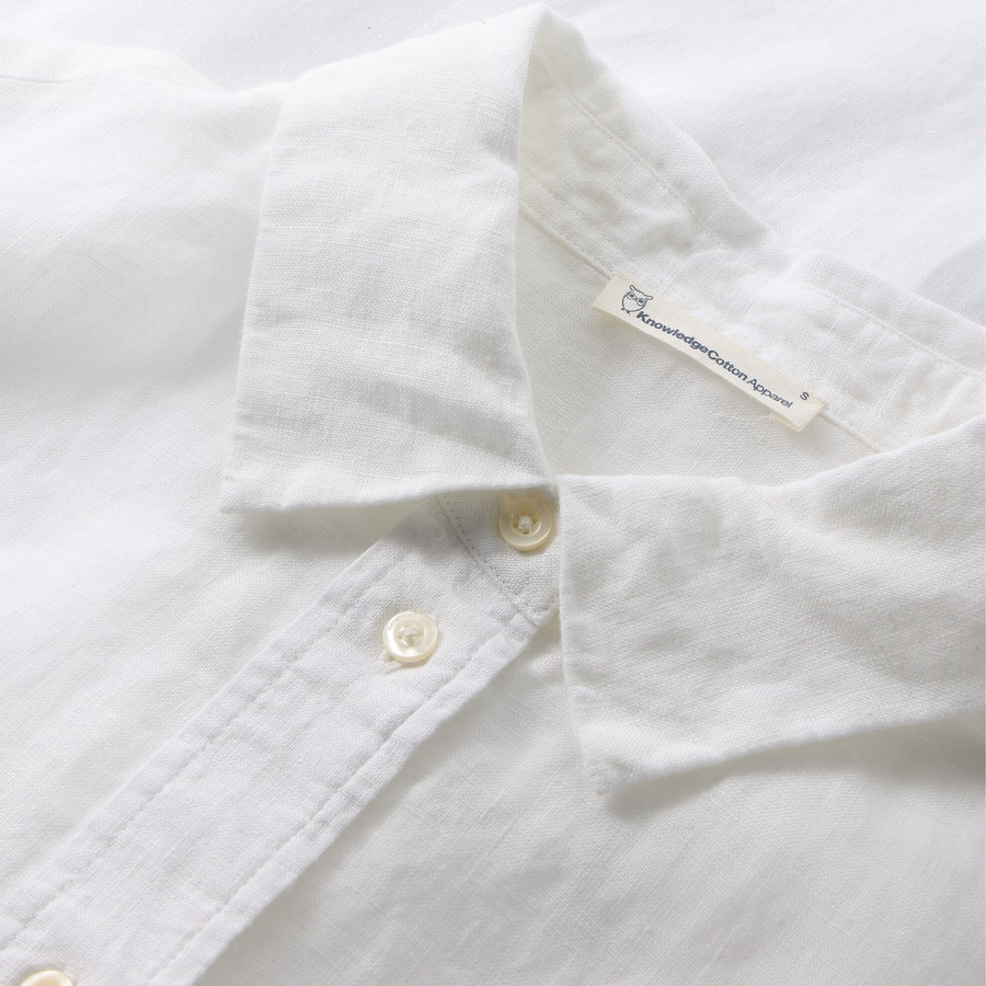 Knowledge Cotton Apparel • Loose Linen Shirt • Bright White