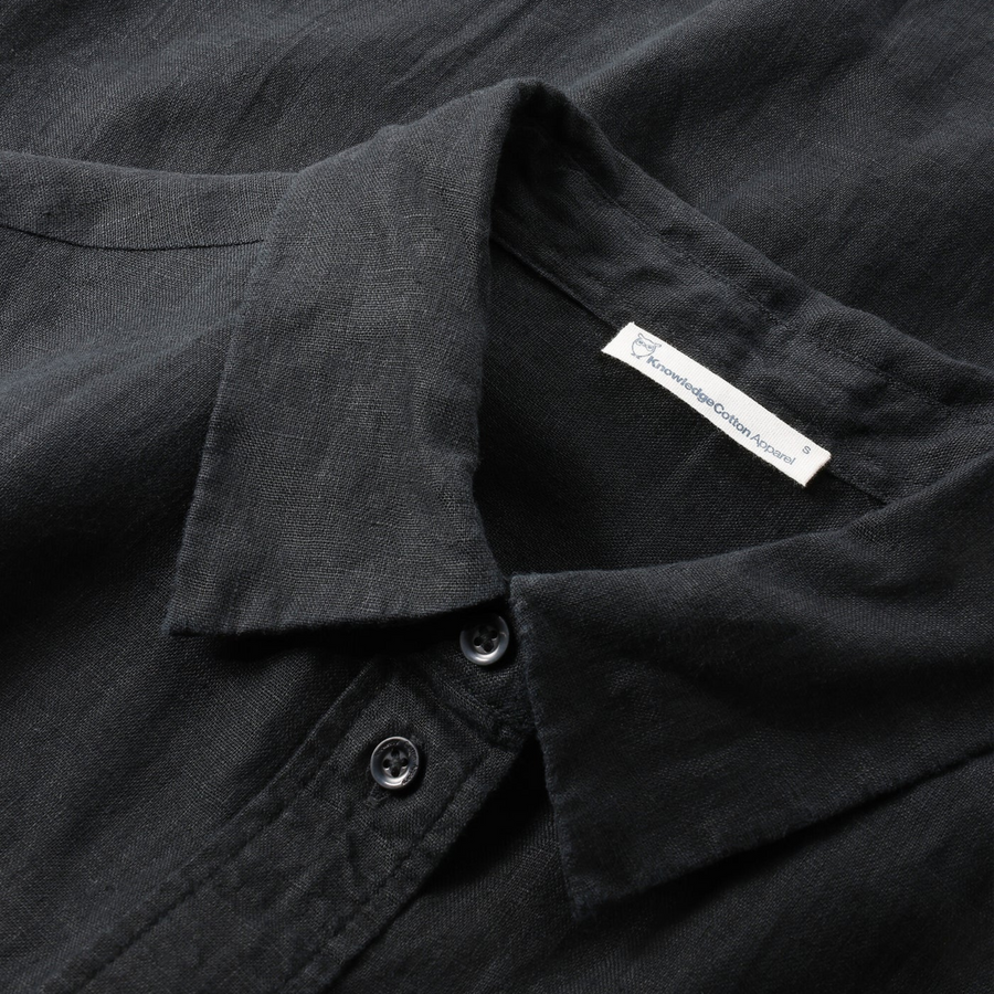 Knowledge Cotton Apparel • Loose Linen Shirt • Jet Black