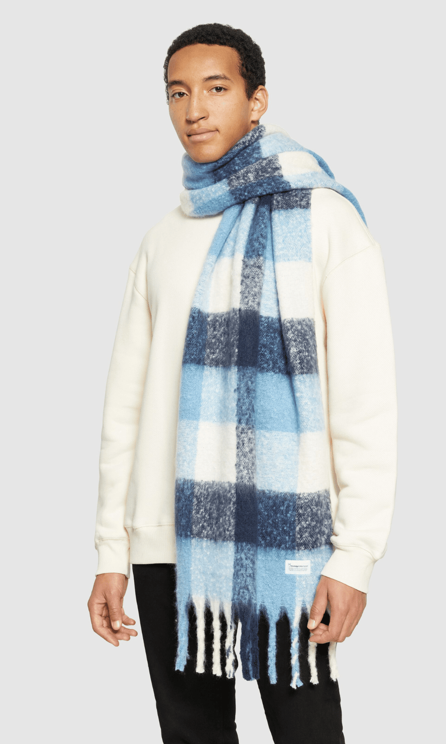 Knowledge Cotton Apparel • Recycled Scarf • Blue Check