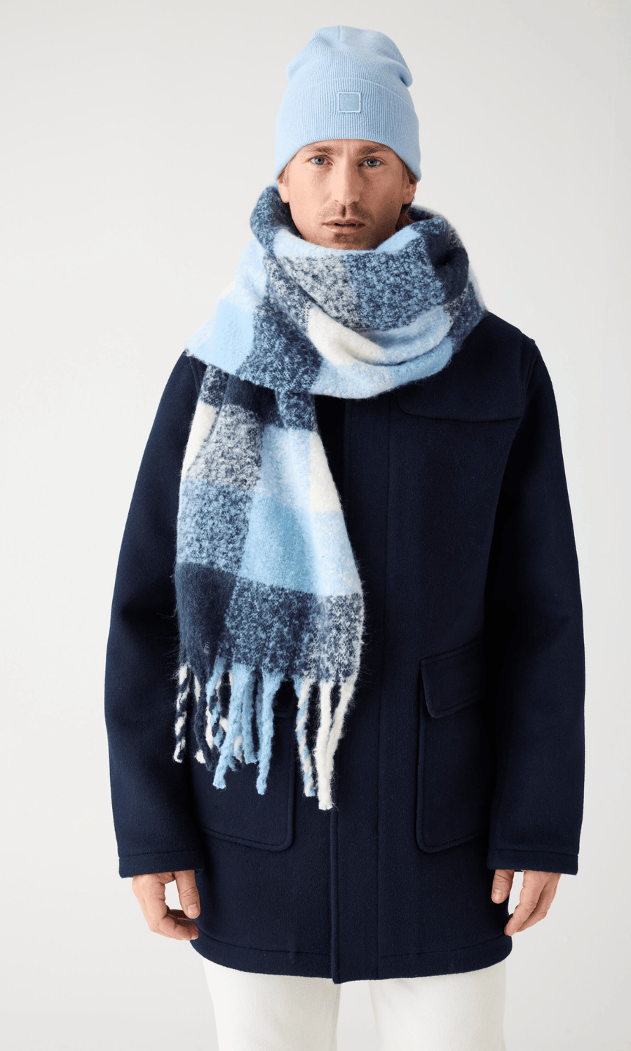 Knowledge Cotton Apparel • Recycled Scarf • Blue Check