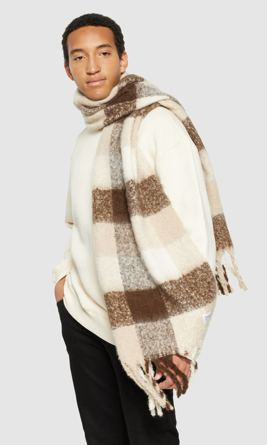 Knowledge Cotton Apparel • Recycled Scarf • Brown Check