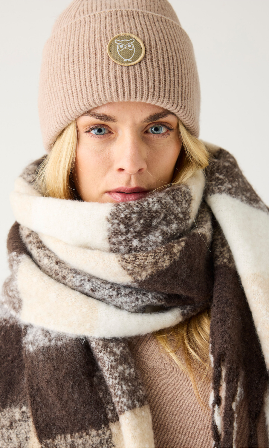 Knowledge Cotton Apparel • Recycled Scarf • Brown Check