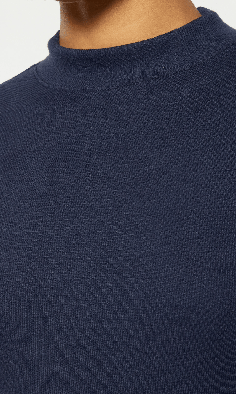 Knowledge Cotton Apparel • High Neck Rib Top • Night Sky