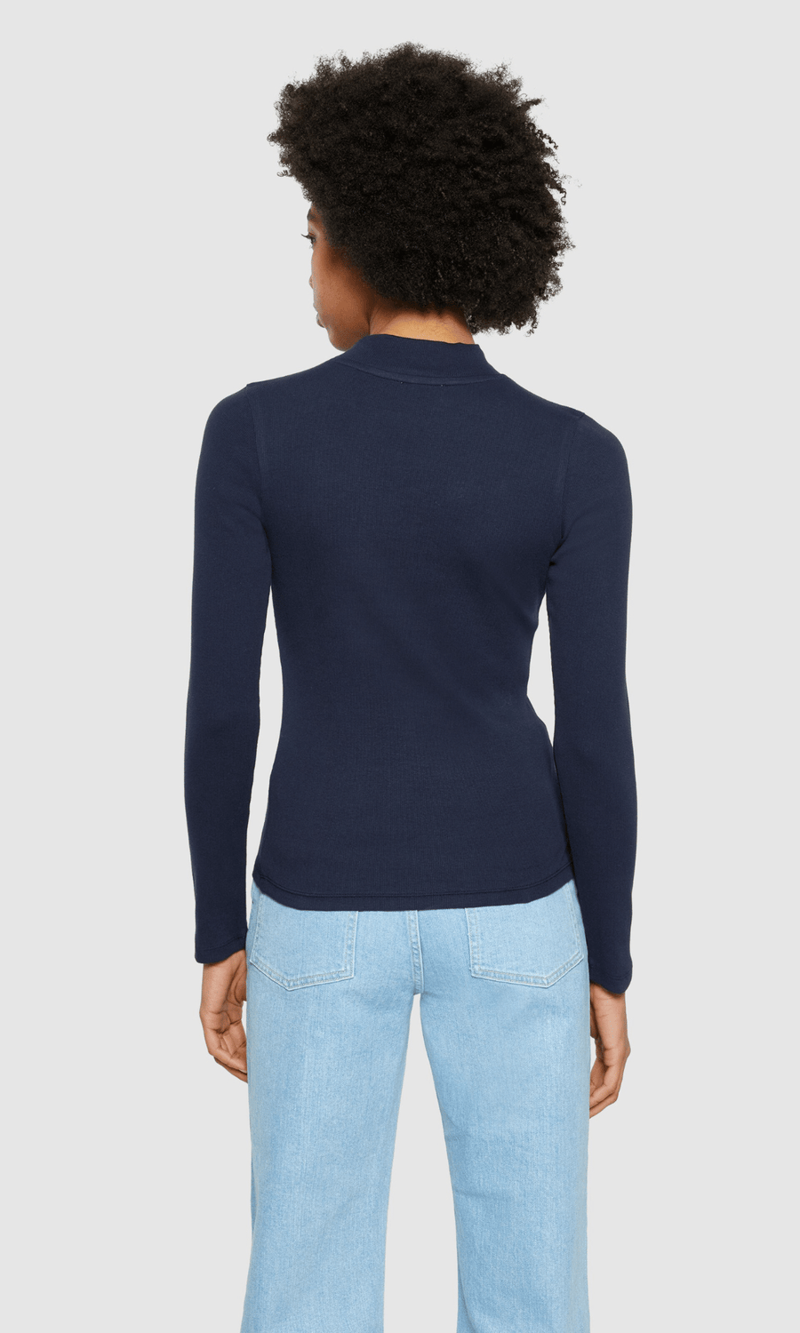 Knowledge Cotton Apparel • High Neck Rib Top • Night Sky