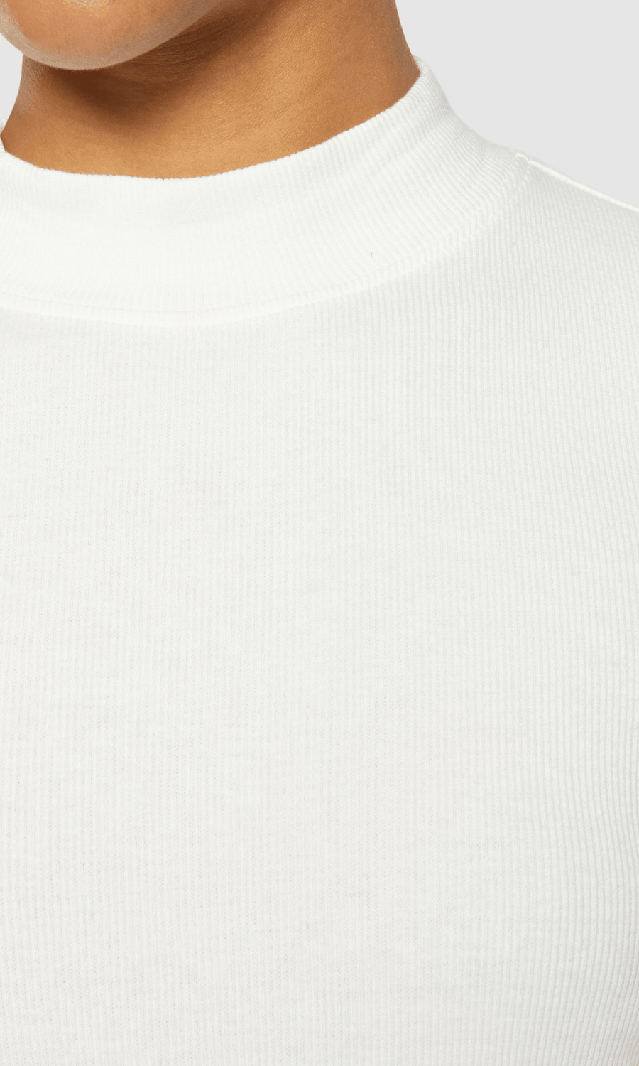 Knowledge Cotton Apparel • High Neck Rib Top • Star White