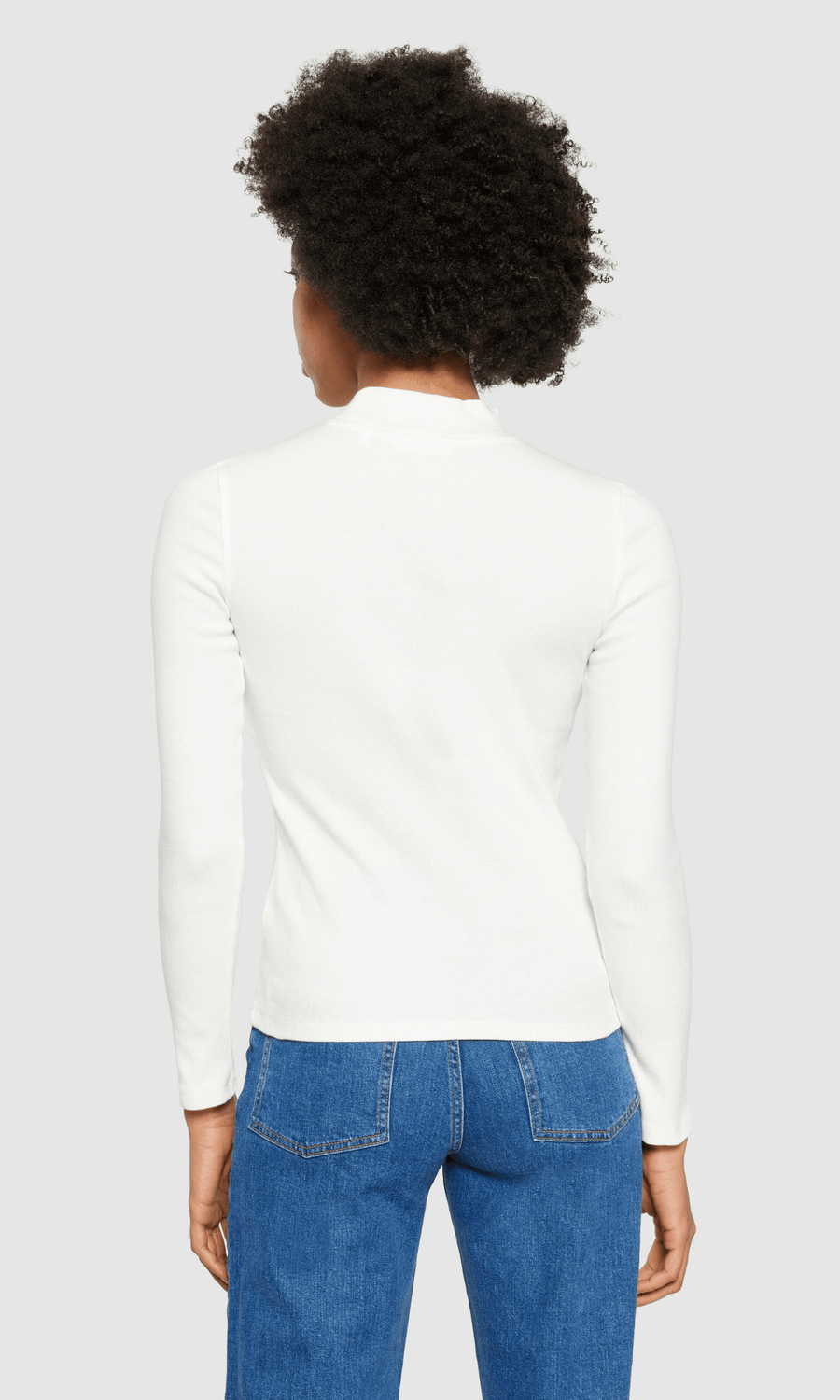 Knowledge Cotton Apparel • High Neck Rib Top • Star White